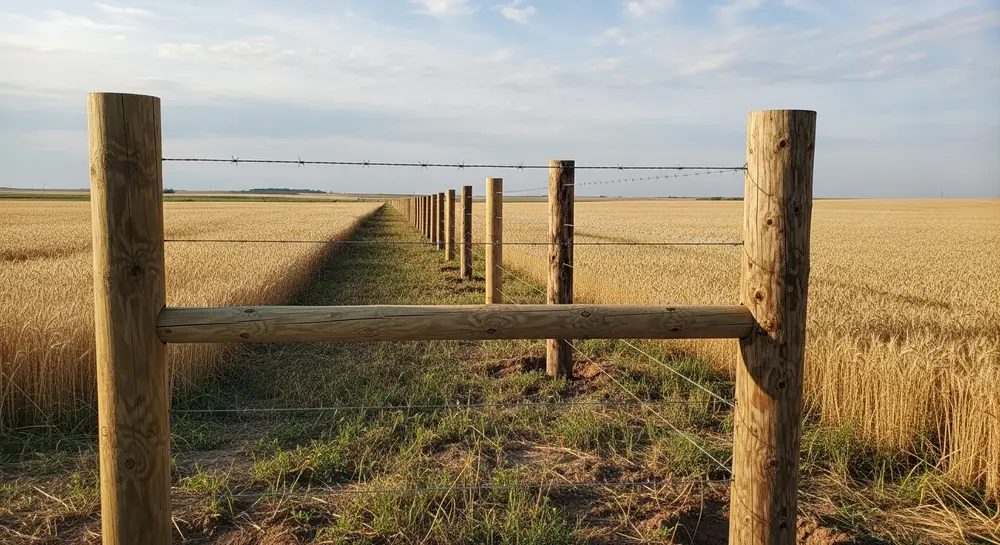 Agricultural fence installation on Kansas farm property