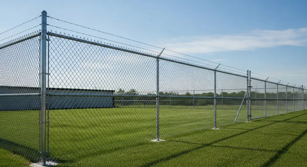Commercial chain-link fence installation on business property